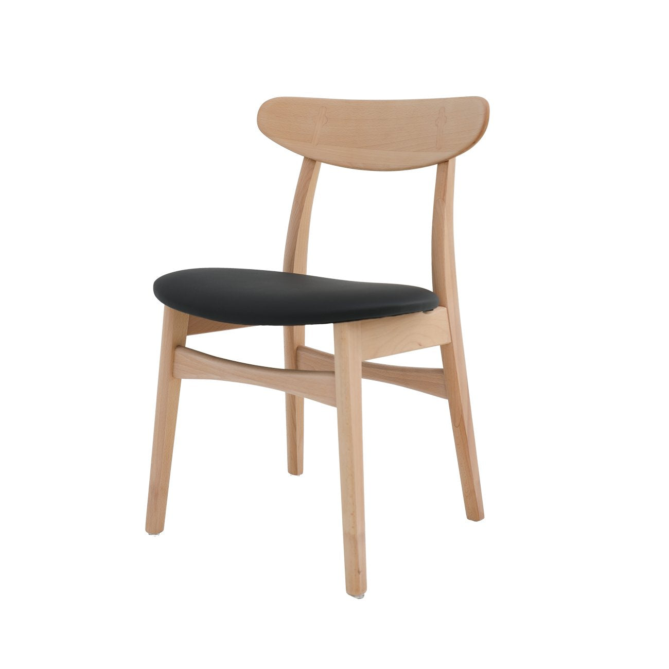 Alesund Dining Chair - Natural Beech / Black PU Leather