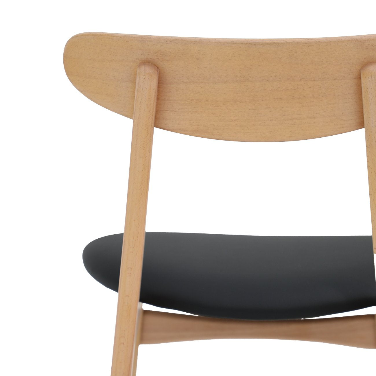 Alesund Dining Chair - Natural Beech / Black PU Leather