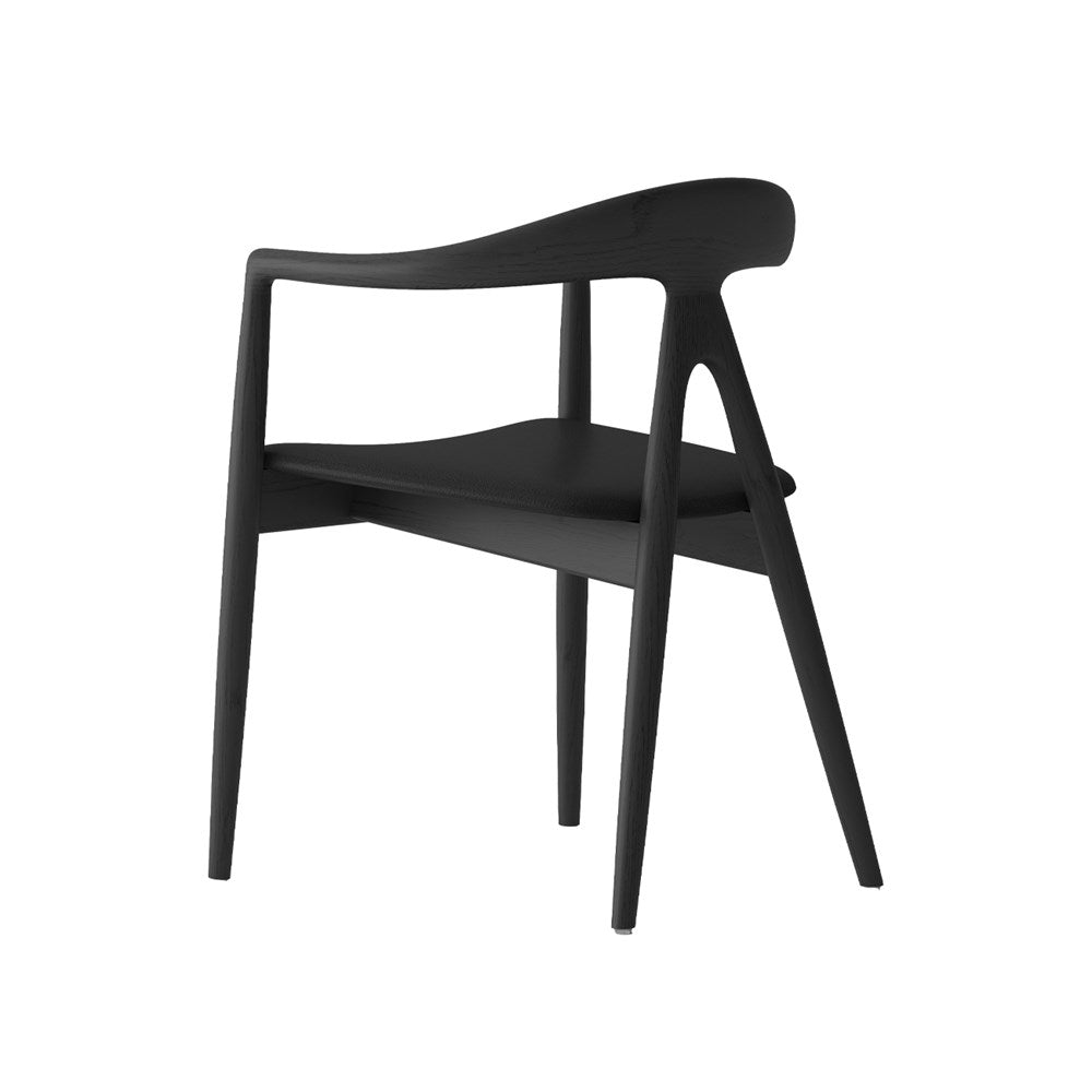 Bodo Dining Chair - Ash Black Frame / Black Leather