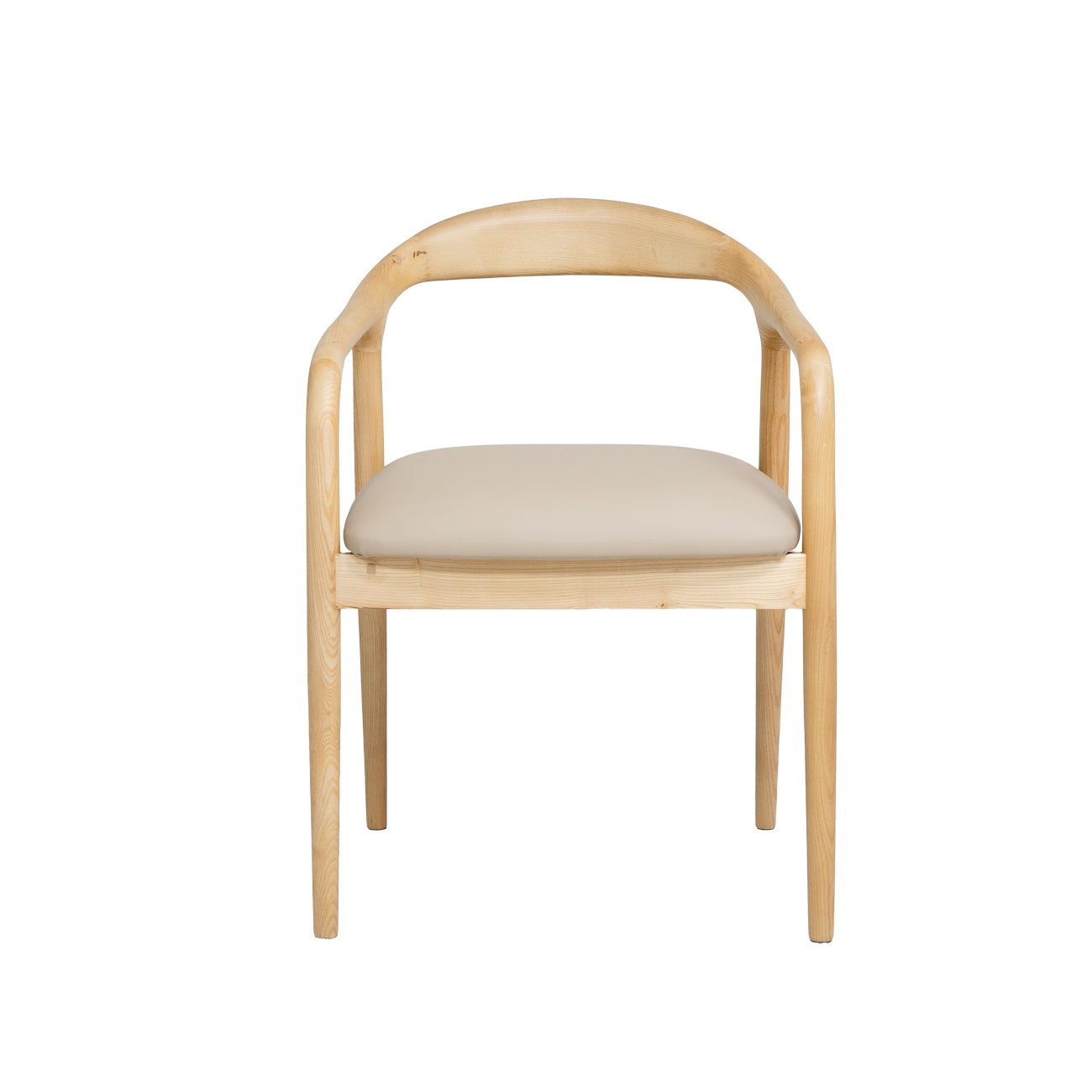 Maggie Dining Chair - Natural Frame / Beige Leather