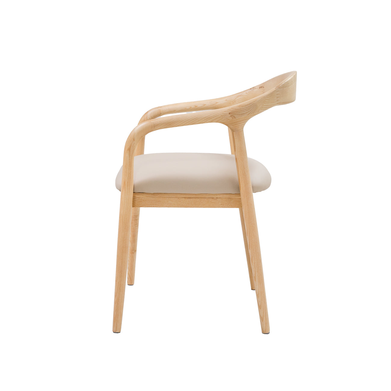 Maggie Dining Chair - Natural Frame / Beige Leather