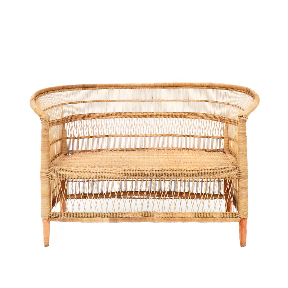 Malawi Cane Lounge Chair 2 Seater - Varnished