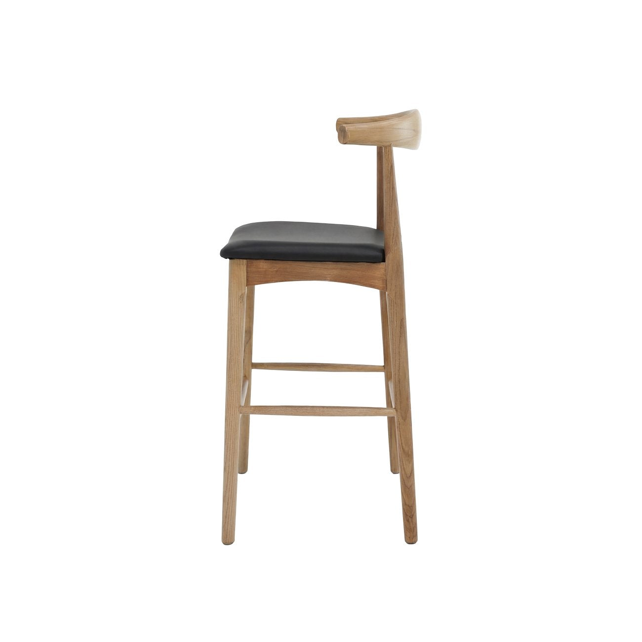 Bowen Barstool - 65cm - Natural Frame / Black Leather