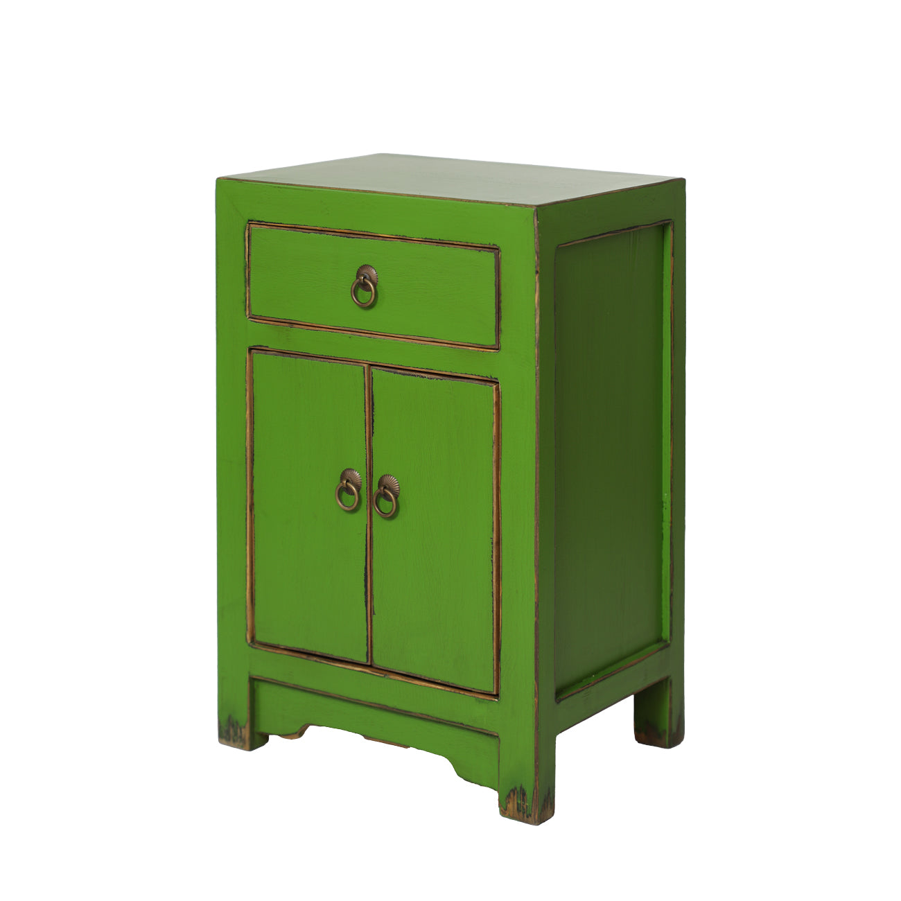 Custom Oriental Painted Bedside - Bright Green