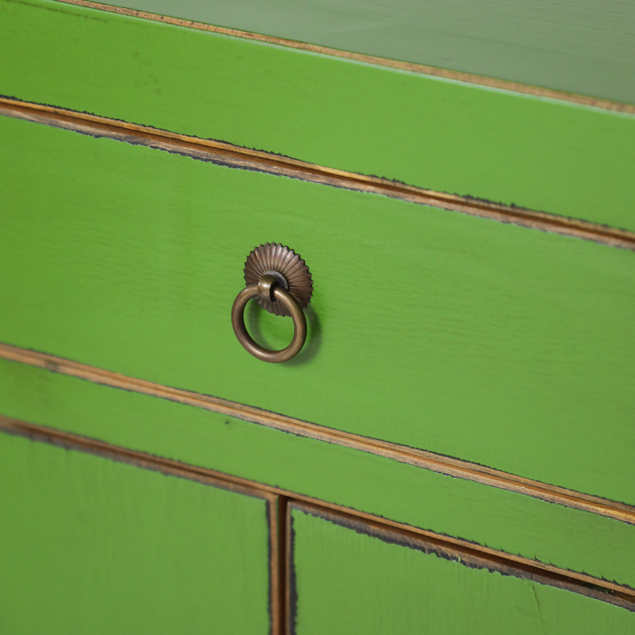 Custom Oriental Painted Bedside - Bright Green