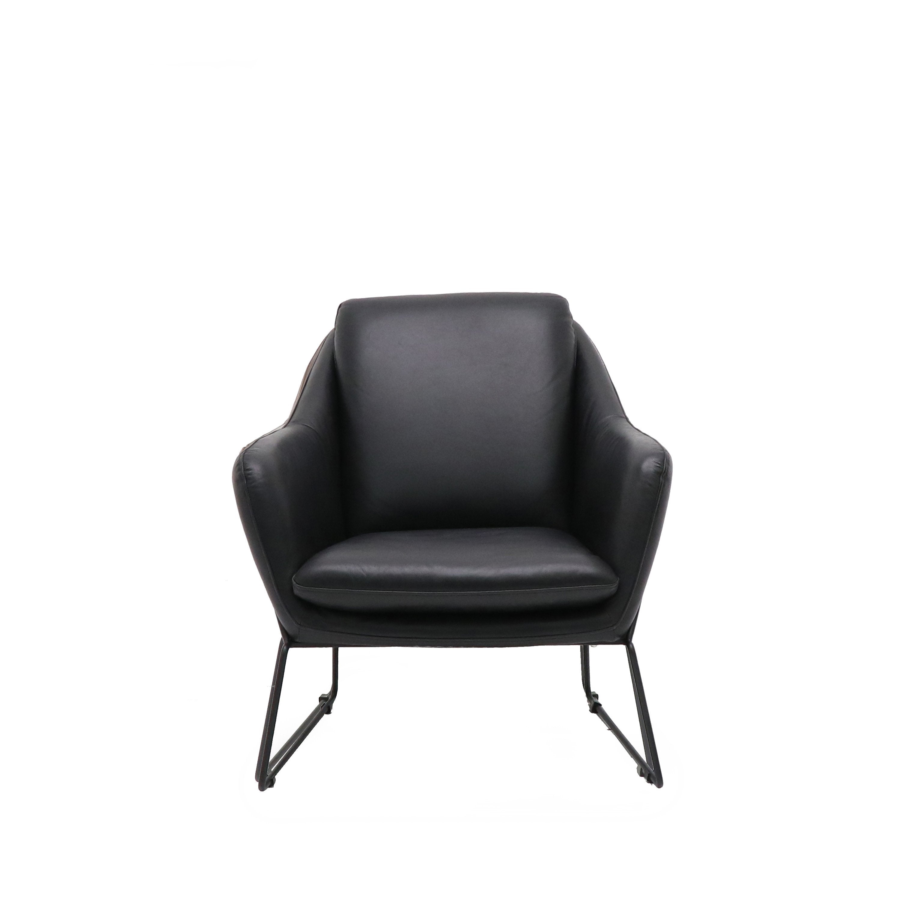 Workshop Leather Armchair - Aged Black