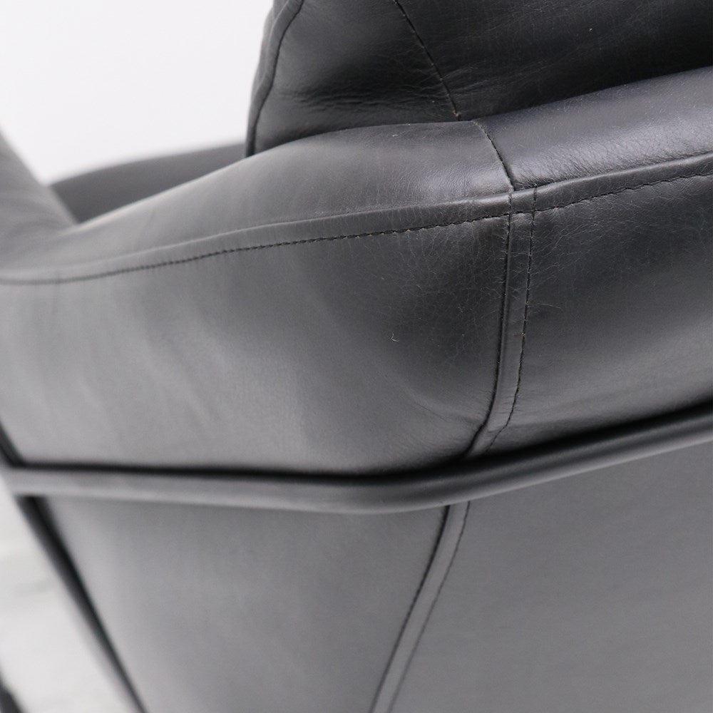 Workshop Leather Armchair - Aged Black
