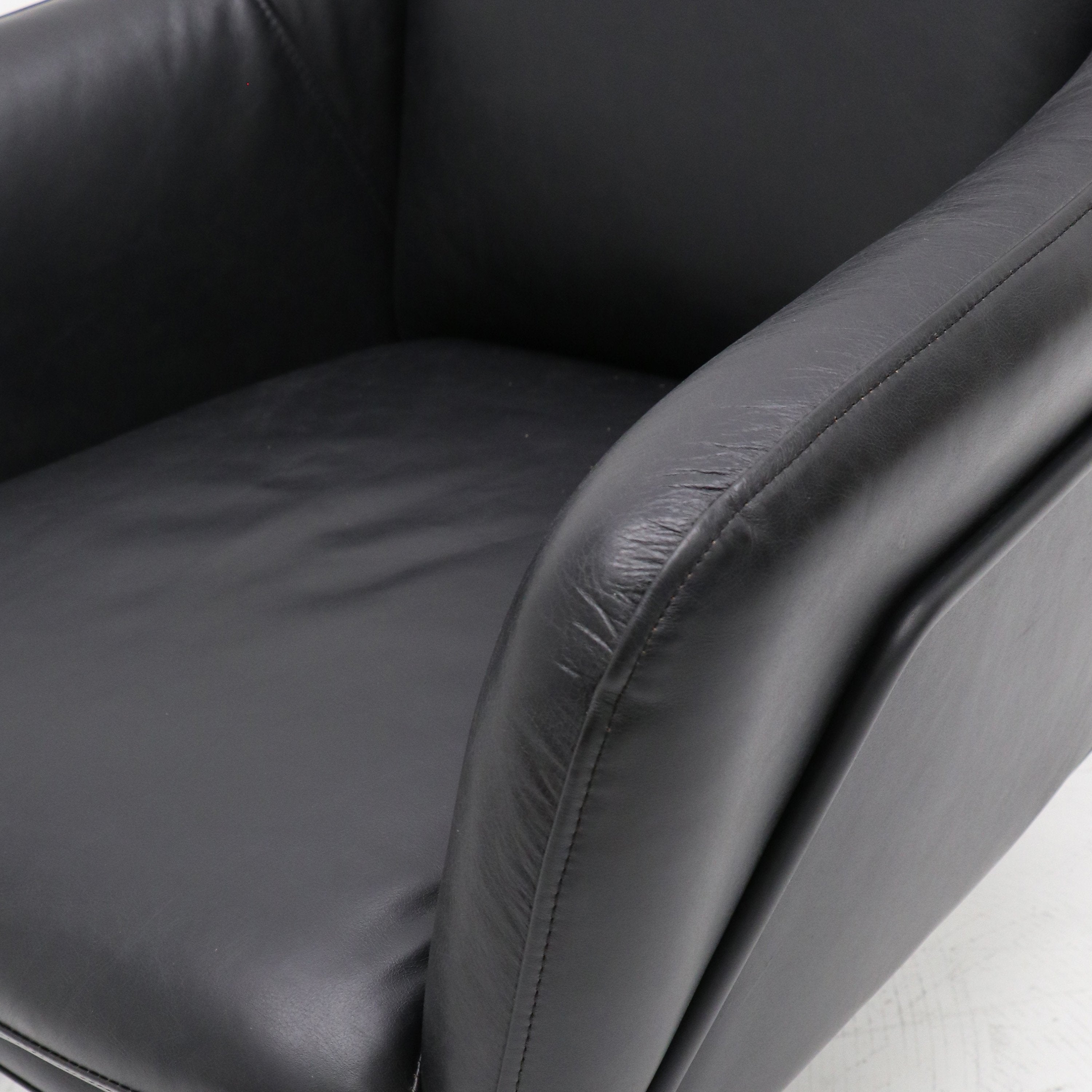 Workshop Leather Armchair - Aged Black