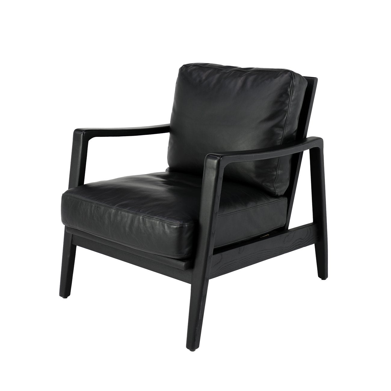 Reid Armchair - Black Leather, Black Frame