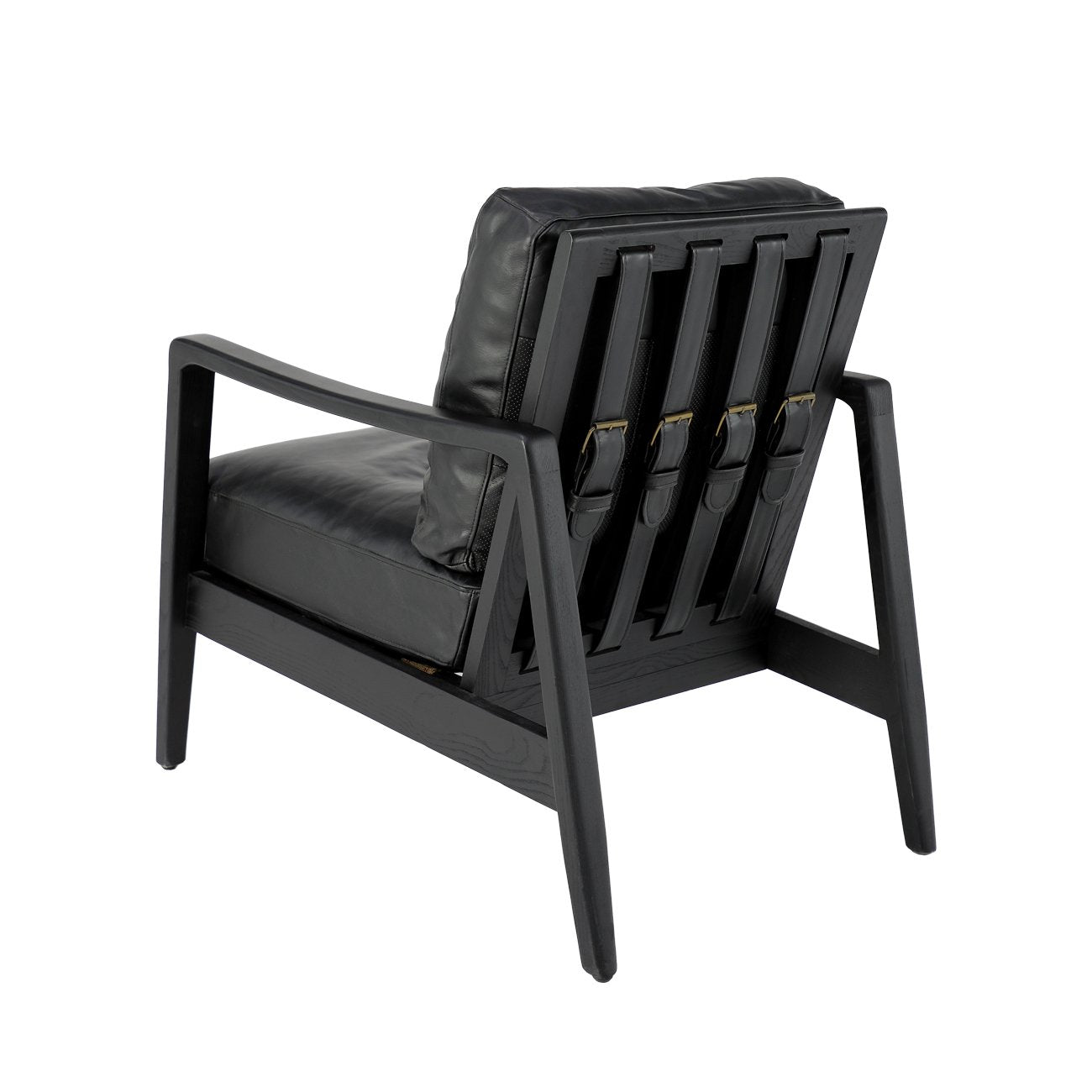 Reid Armchair - Black Leather, Black Frame