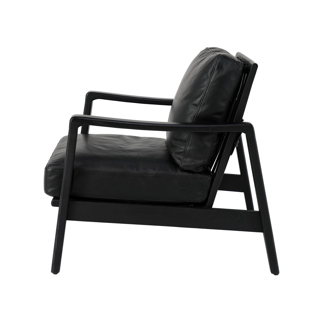 Reid Armchair - Black Leather, Black Frame