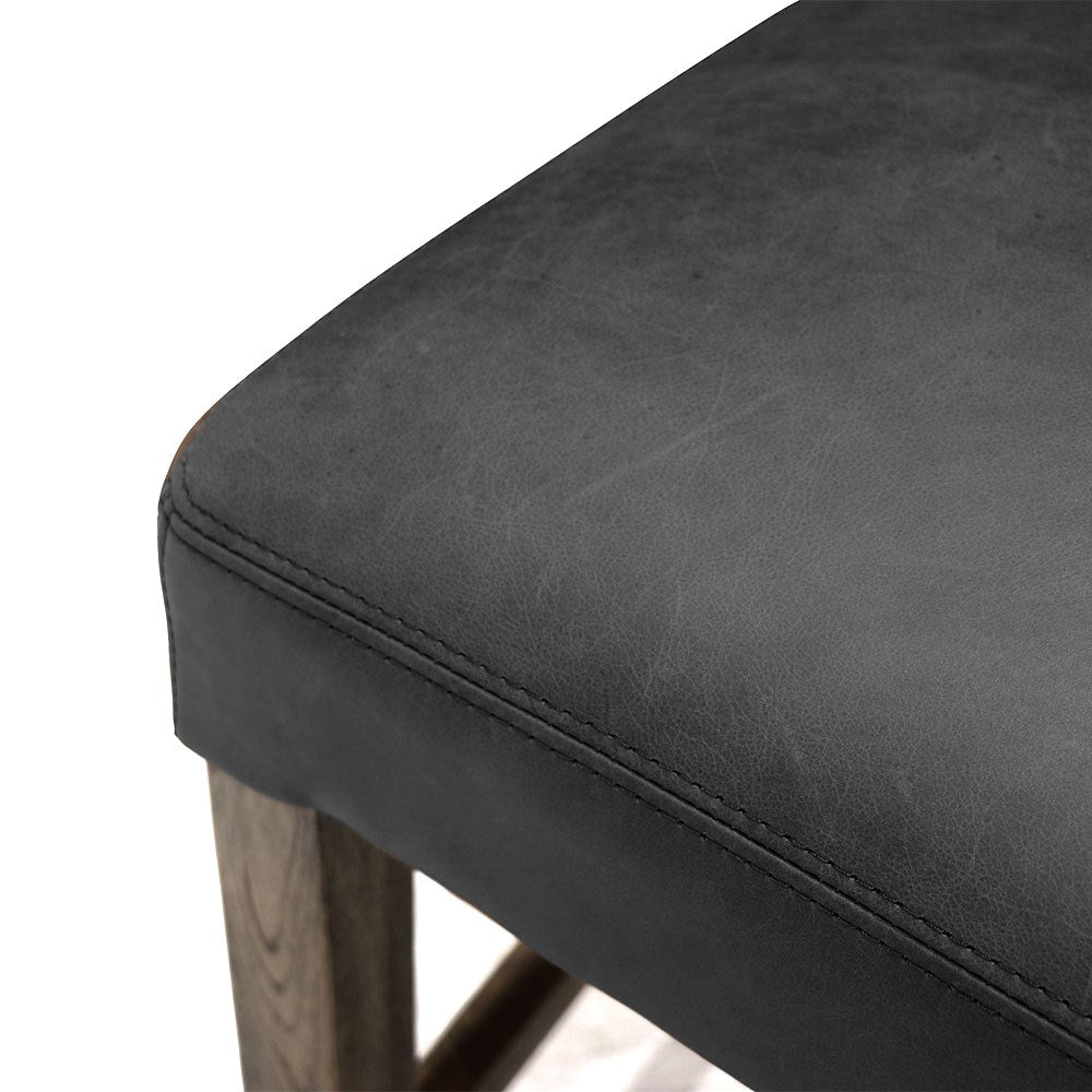 Crane Leather Barstool - Black