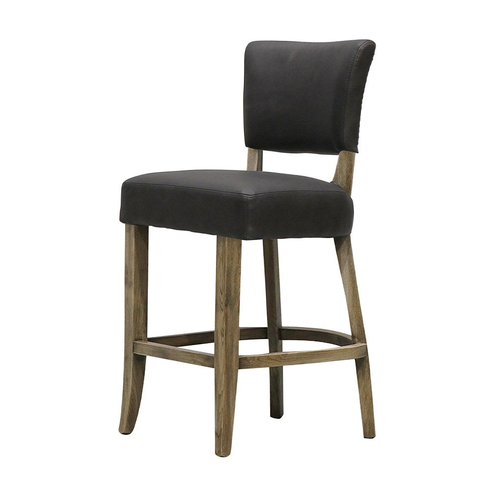 Crane Leather Barstool - Black