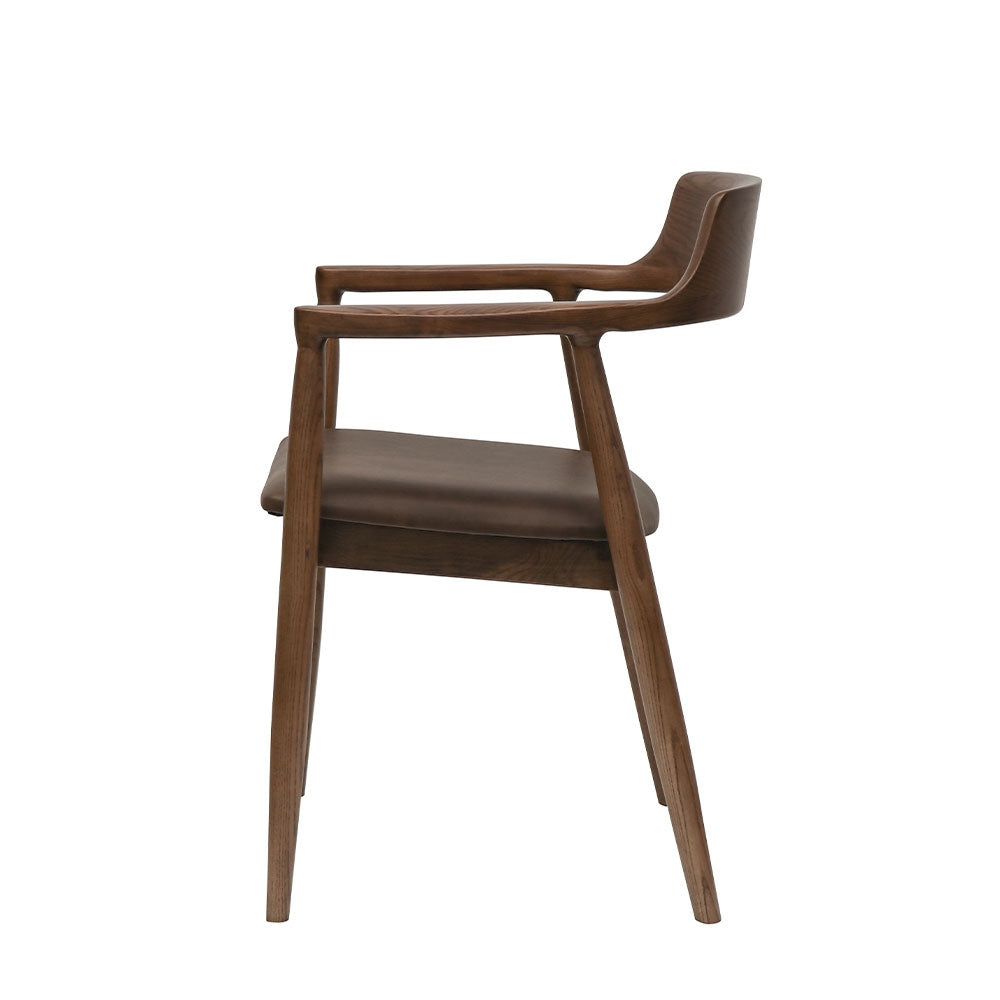 Ealing Dining Chair - Brown Frame/Brown Leather