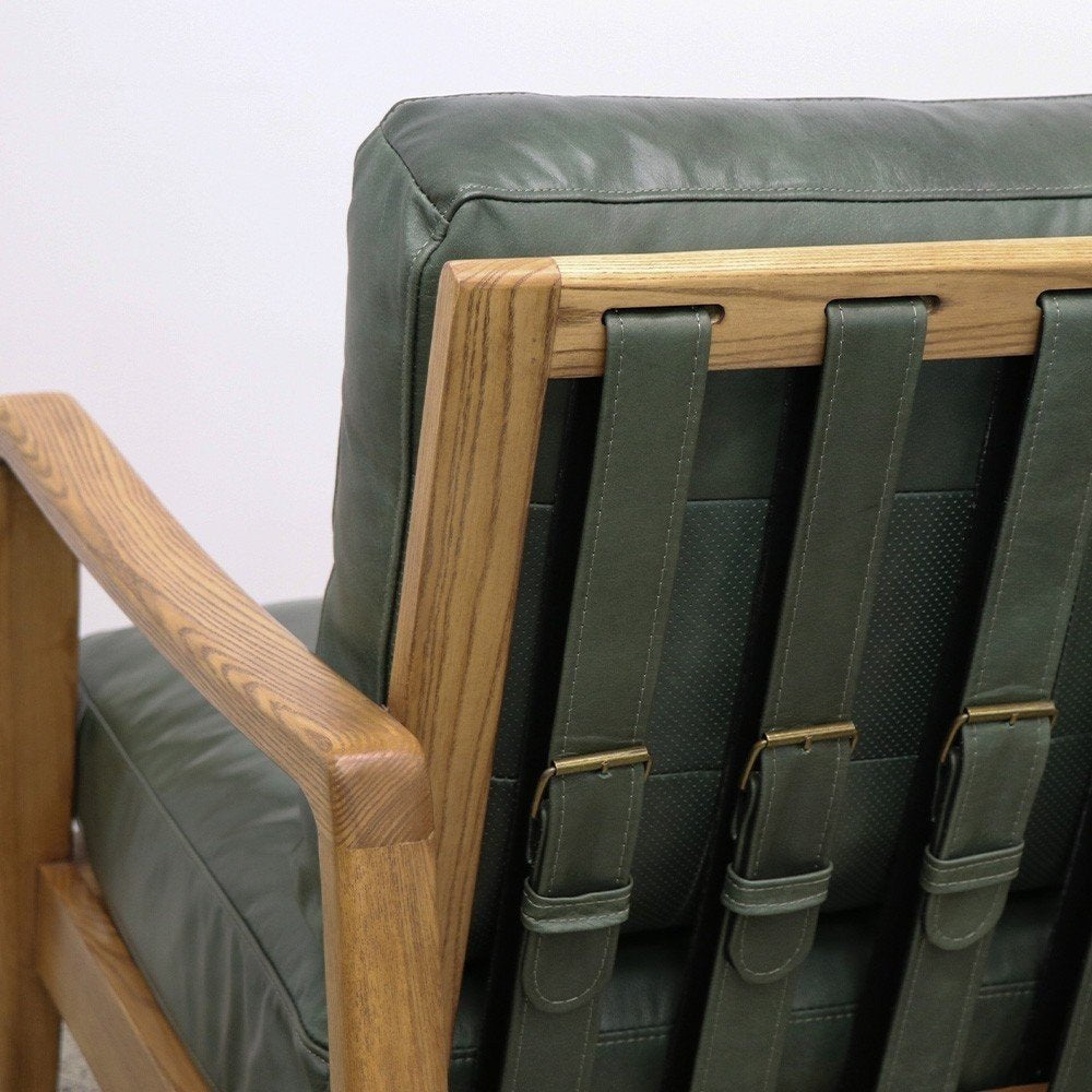 Reid 3 Seater Sofa - Green Leather