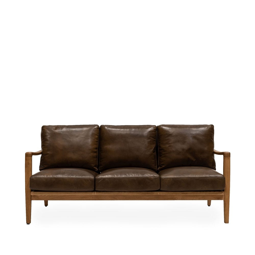 Reid 3 Seater Sofa - Brown Leather