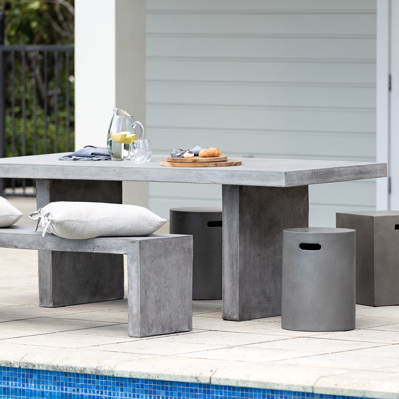 Palma Concrete Bench - 160cm - Grey