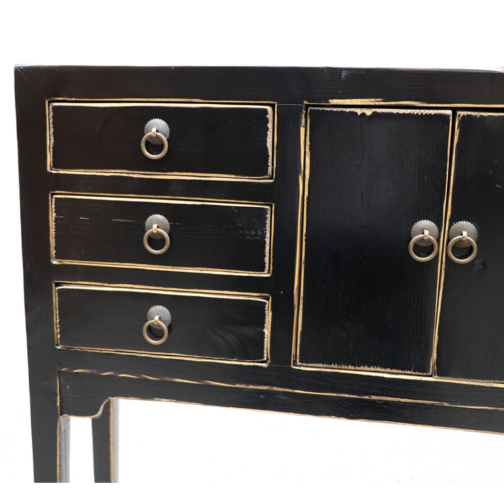Oriental Painted Console - Petite, Vintage Black