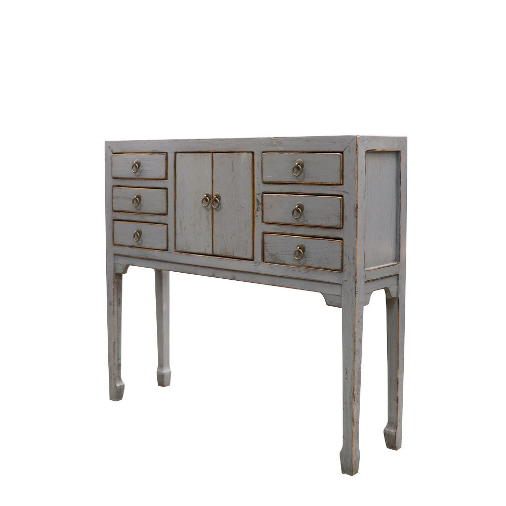 Oriental Painted Console - Petite, Vintage Grey