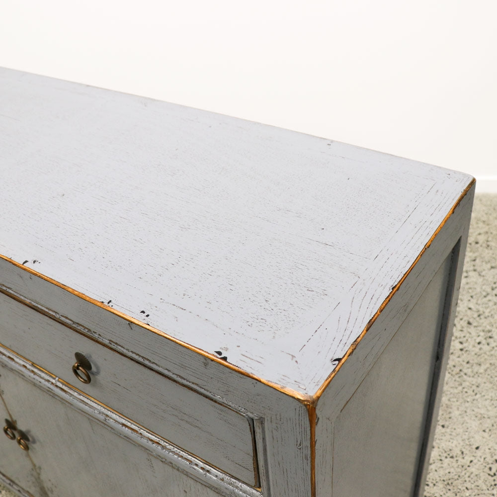 Oriental Painted 2 Door Sideboard - Vintage Grey