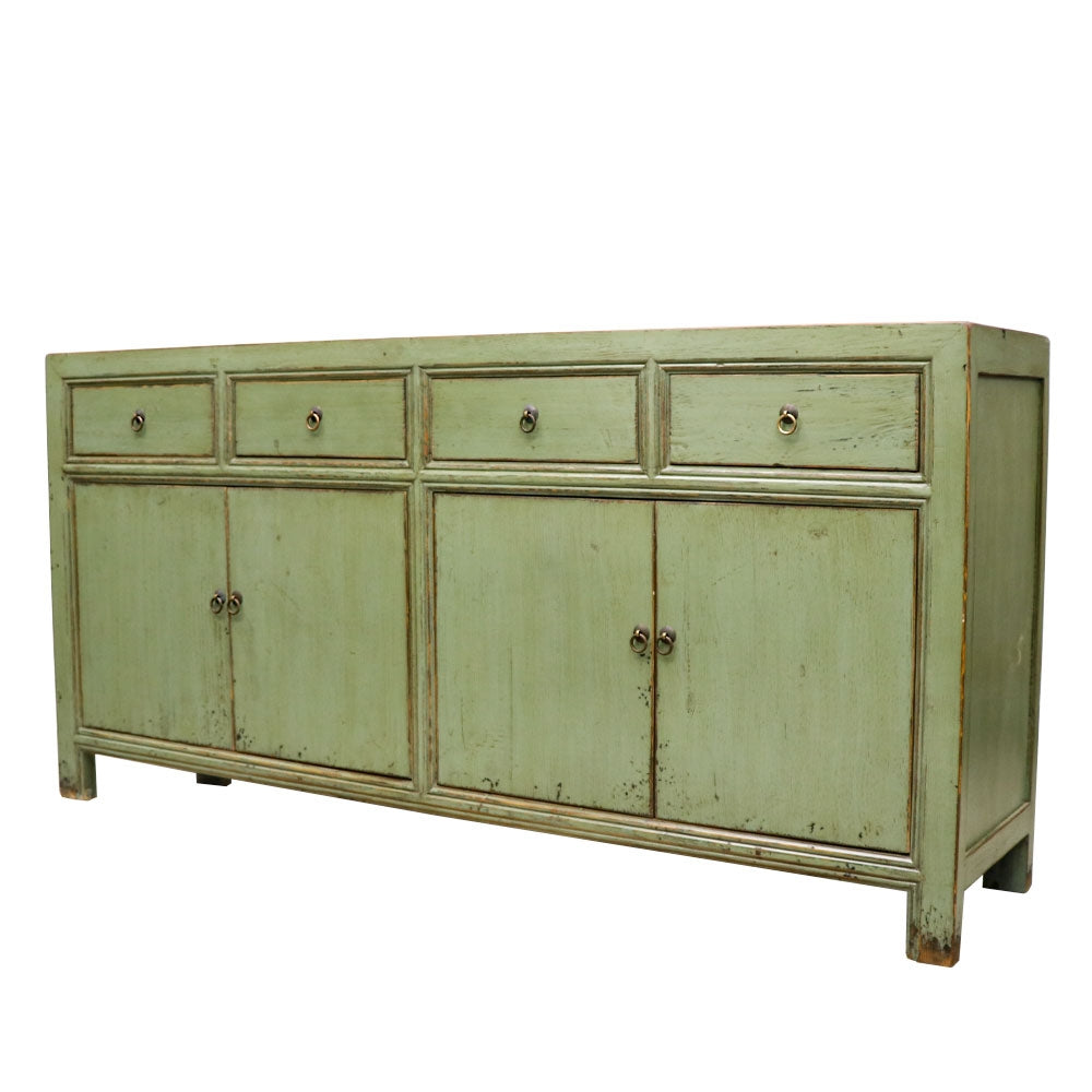 Oriental Painted 4 Door Sideboard - Vintage Green