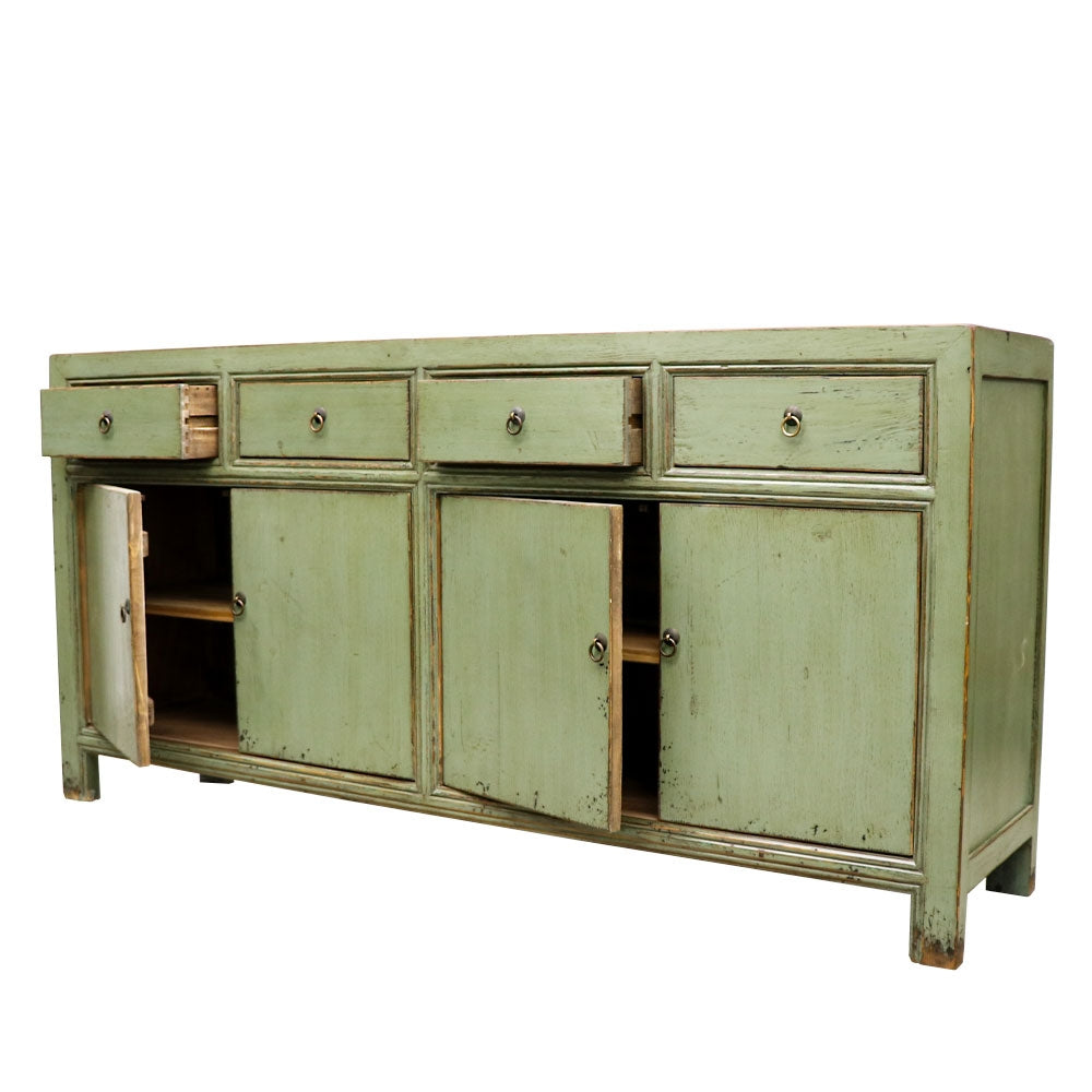 Oriental Painted 4 Door Sideboard - Vintage Green
