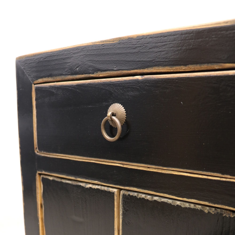 Oriental Painted Bedside - Vintage Black