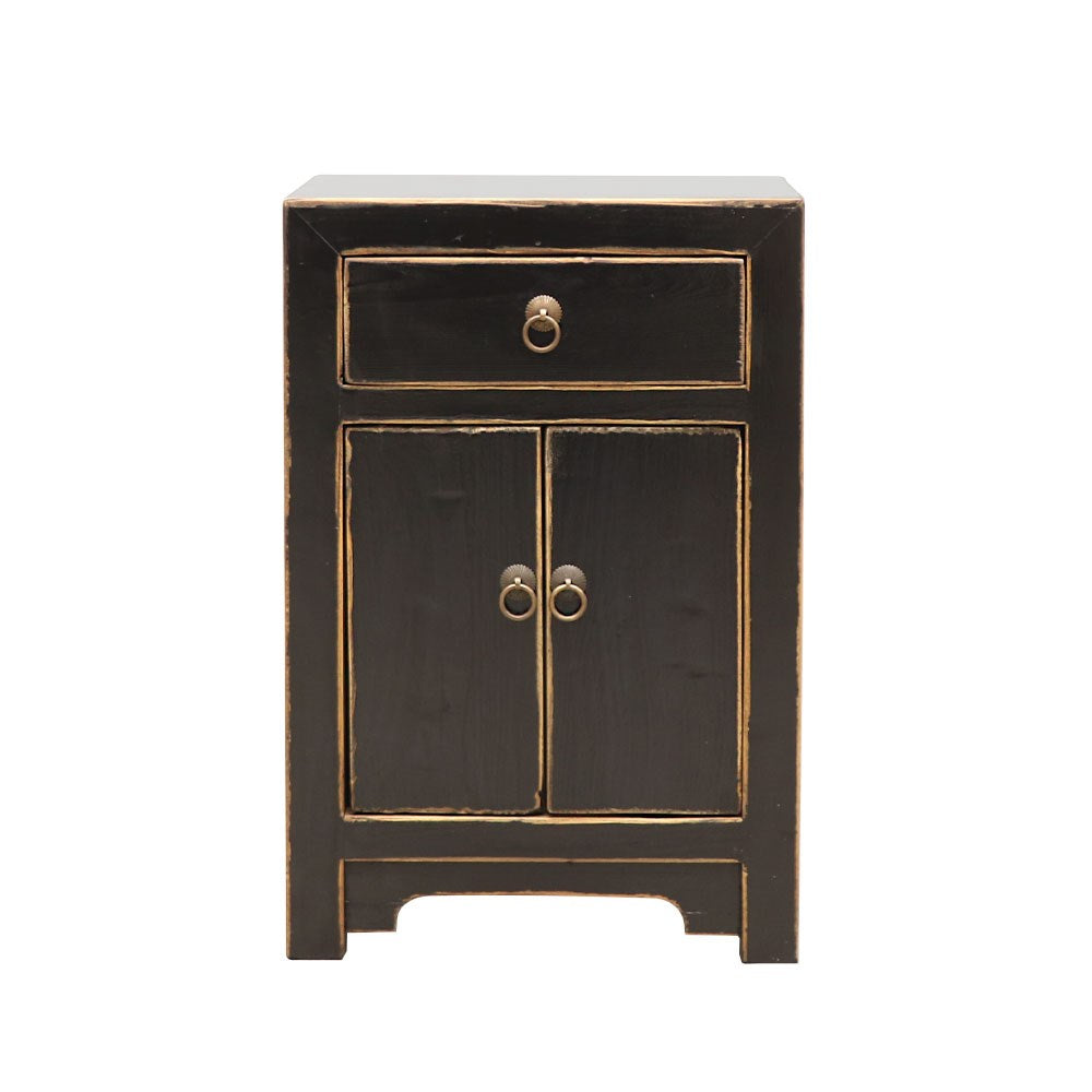 Oriental Painted Bedside - Vintage Black