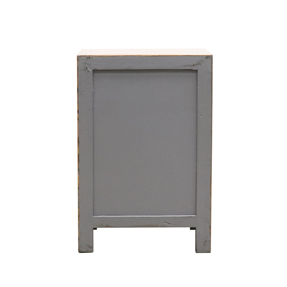 Oriental Painted Bedside - Vintage Grey