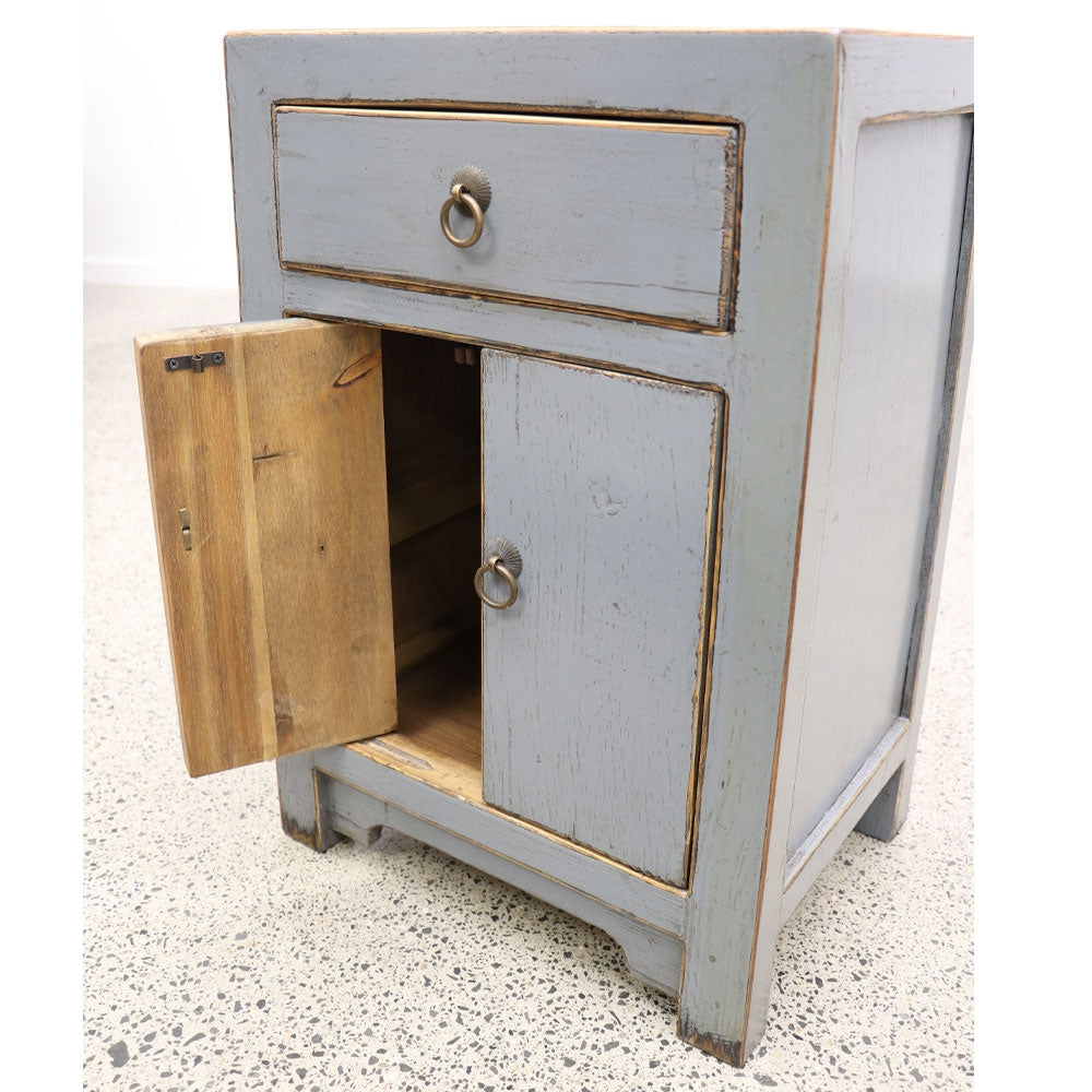 Oriental Painted Bedside - Vintage Grey