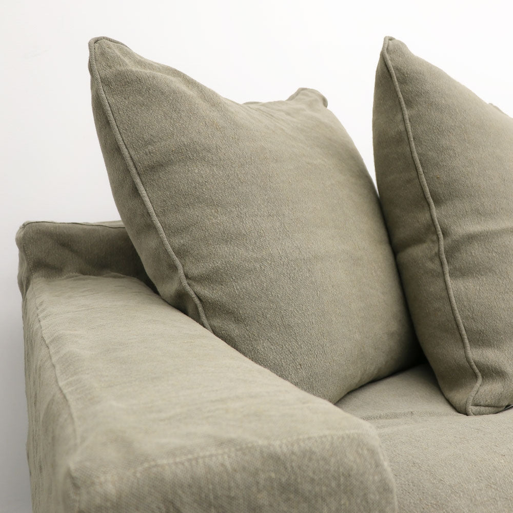 Keely Slipcover Sofa 3 Seater - Khaki