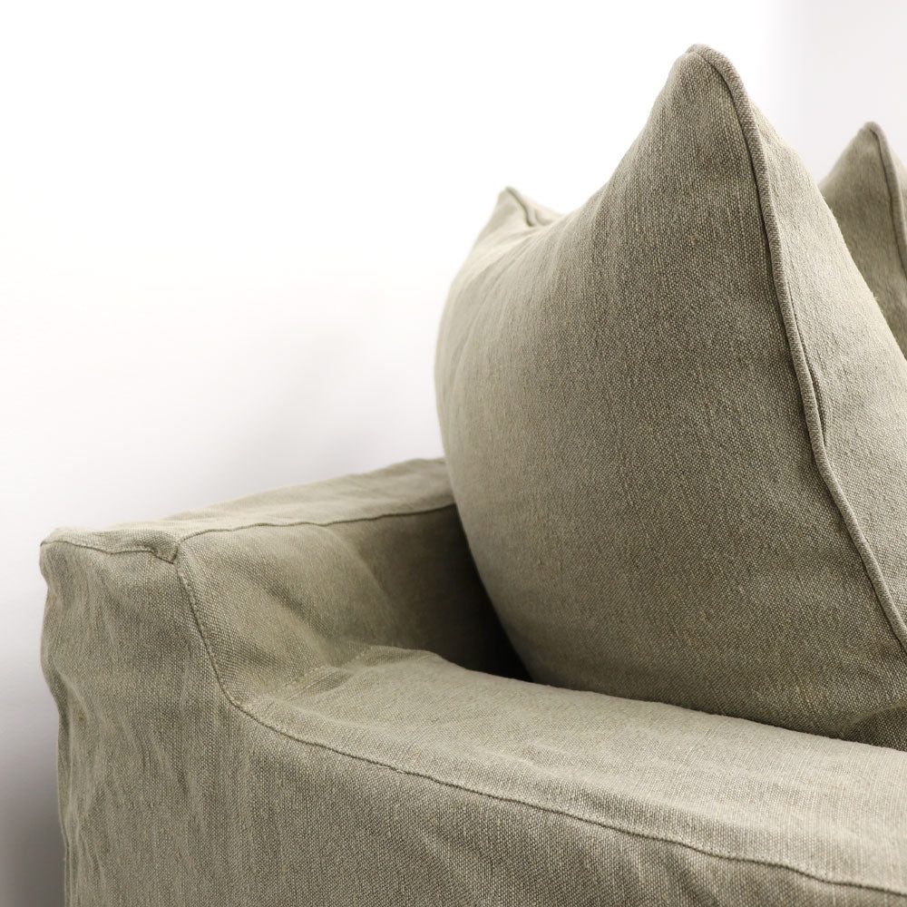 Keely Slipcover Sofa 3 Seater - Khaki
