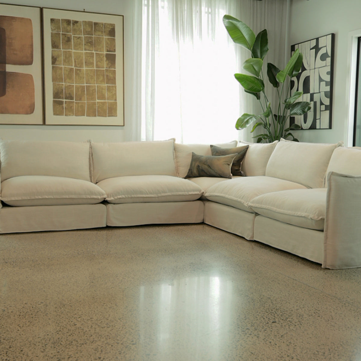 Greenwich - Slipcover Modular Sofa - Pearl Oat
