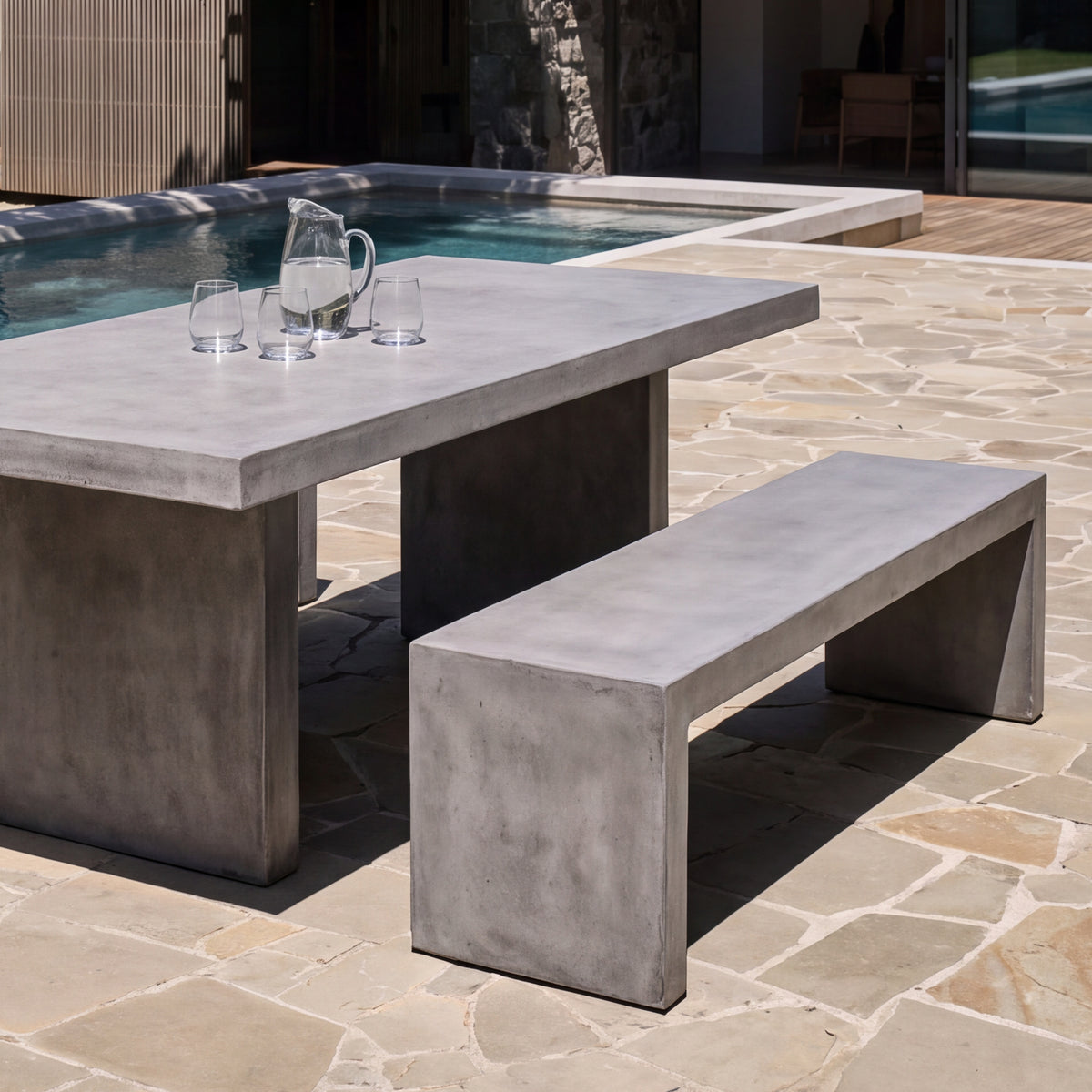 Palma Concrete Bench - 160cm - Grey