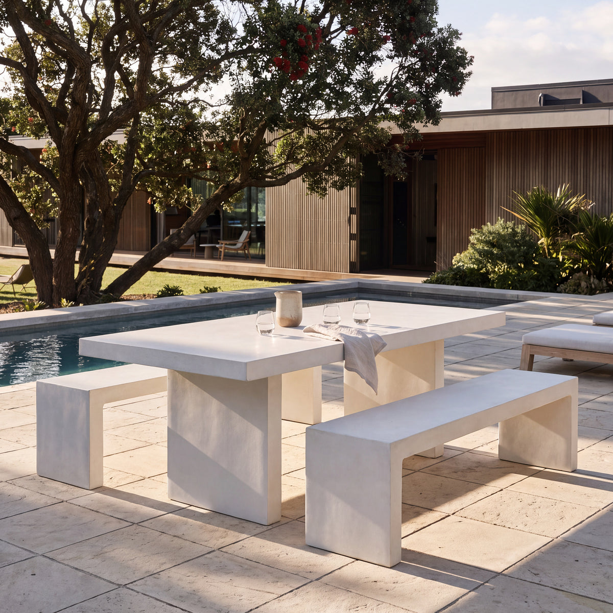 Palma Outdoor Concrete Table - 200cm - Chalk
