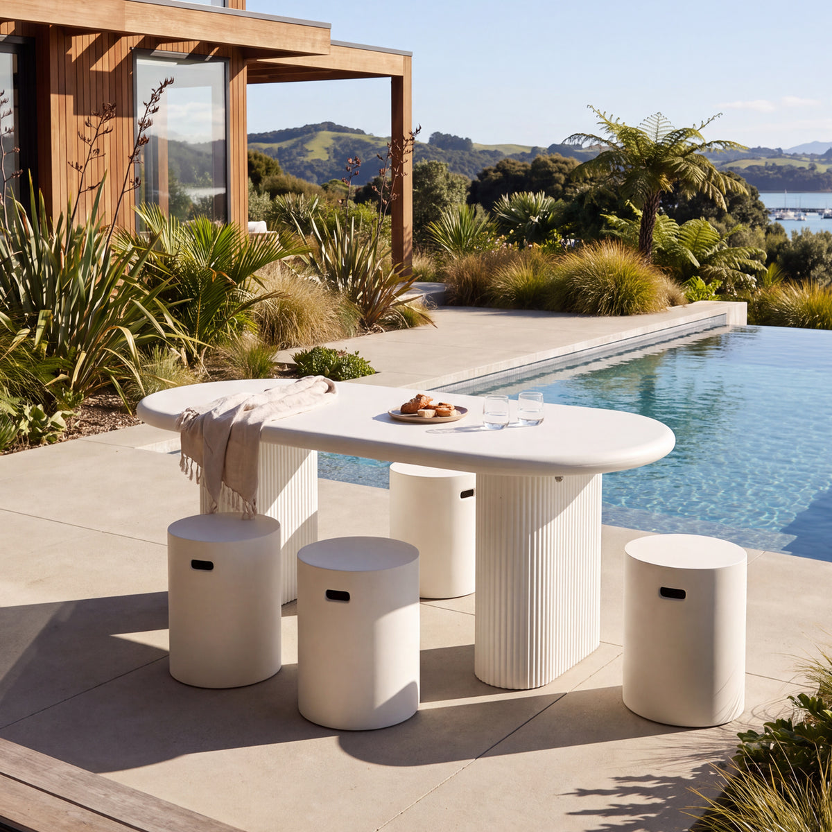 Solona Outdoor Concrete Table - 200cm - Chalk