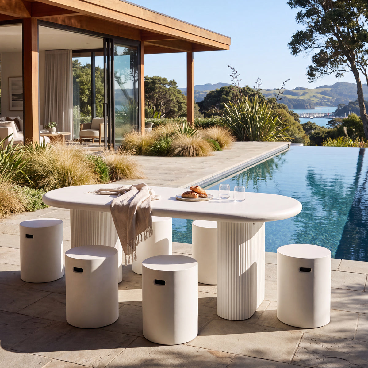 Solona Outdoor Concrete Table - 200cm - Chalk