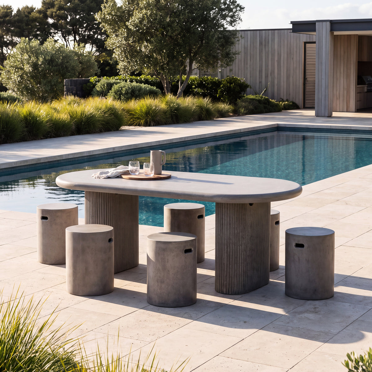 Solona Outdoor Concrete Table - 200cm - Grey