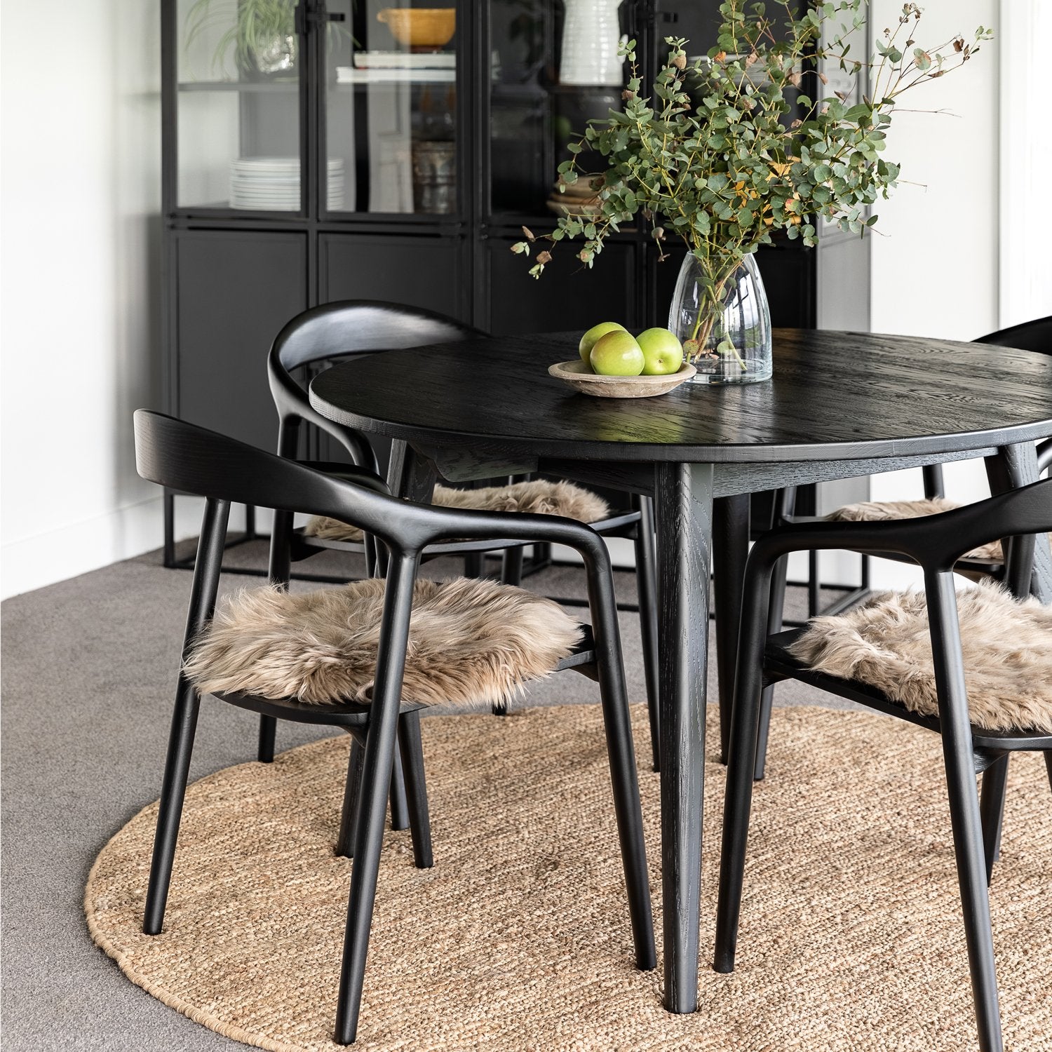 Vaasa Round Oak Dining Table - 120cm - Matte Black